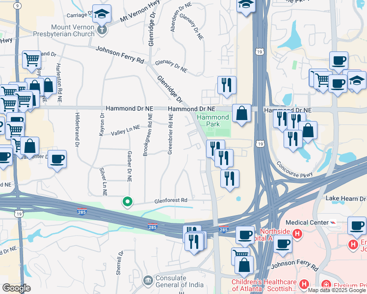 map of restaurants, bars, coffee shops, grocery stores, and more near 67 Prospect Place Northeast in Atlanta