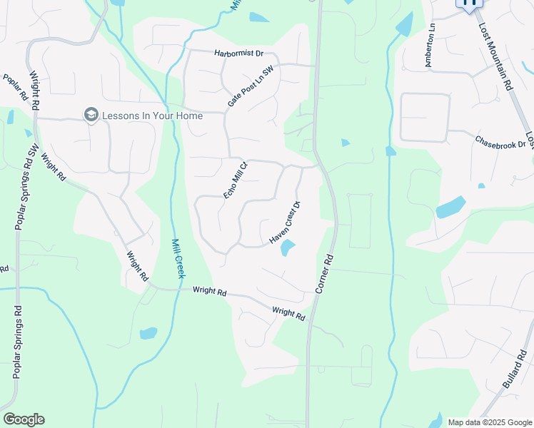 map of restaurants, bars, coffee shops, grocery stores, and more near 1604 Haven Crest Court in Powder Springs