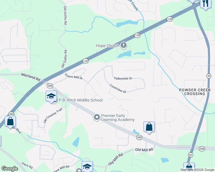 map of restaurants, bars, coffee shops, grocery stores, and more near 149 Crestview Drive in Dallas