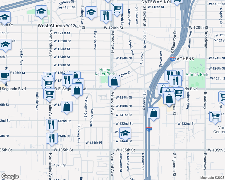 map of restaurants, bars, coffee shops, grocery stores, and more near in Los Angeles
