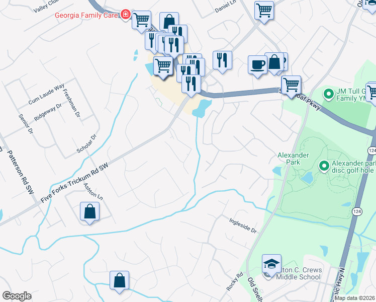 map of restaurants, bars, coffee shops, grocery stores, and more near 665 Somerset Vale Drive in Lawrenceville