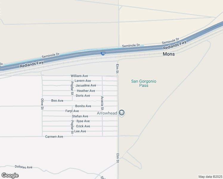map of restaurants, bars, coffee shops, grocery stores, and more near Heather Avenue in Cabazon