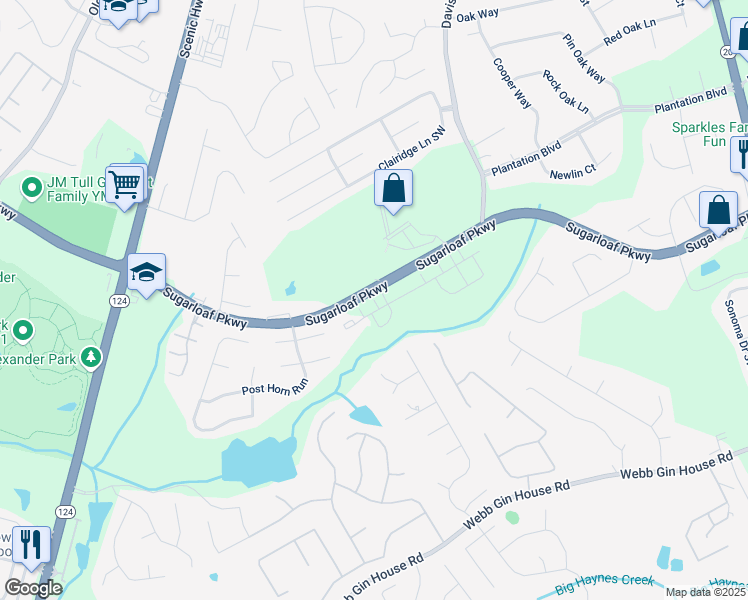 map of restaurants, bars, coffee shops, grocery stores, and more near 1410 Aura Trail in Lawrenceville