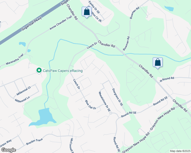 map of restaurants, bars, coffee shops, grocery stores, and more near 149 Stargrass Way Southeast in Grayson