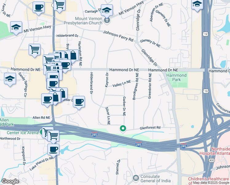 map of restaurants, bars, coffee shops, grocery stores, and more near 500 Read Lane Northeast in Atlanta