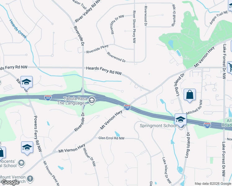 map of restaurants, bars, coffee shops, grocery stores, and more near 530 Coldstream Court Northwest in Atlanta