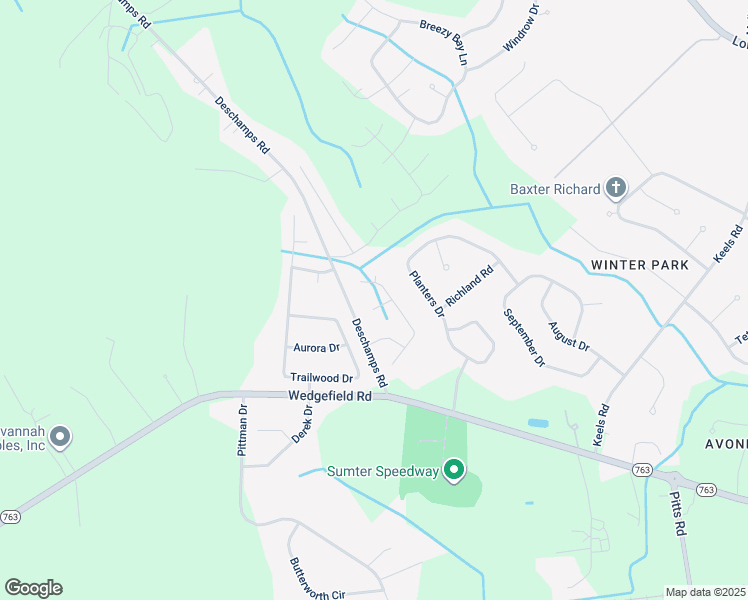 map of restaurants, bars, coffee shops, grocery stores, and more near 20 Wildberry Lane in Sumter