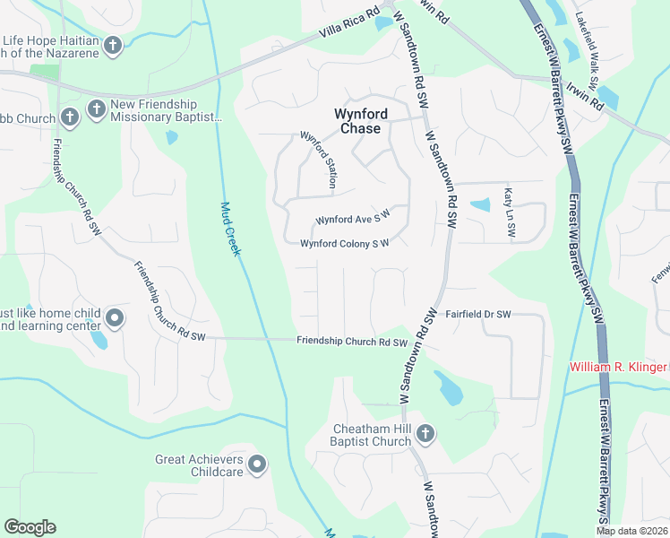 map of restaurants, bars, coffee shops, grocery stores, and more near 1627 Ashmar Lane Southwest in Marietta