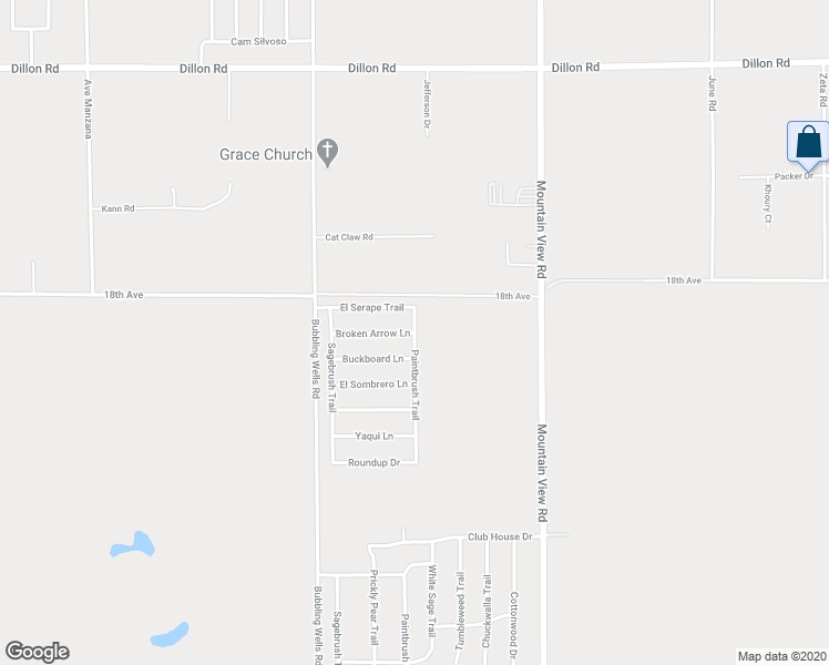 map of restaurants, bars, coffee shops, grocery stores, and more near Broken Arrow Lane in Desert Hot Springs