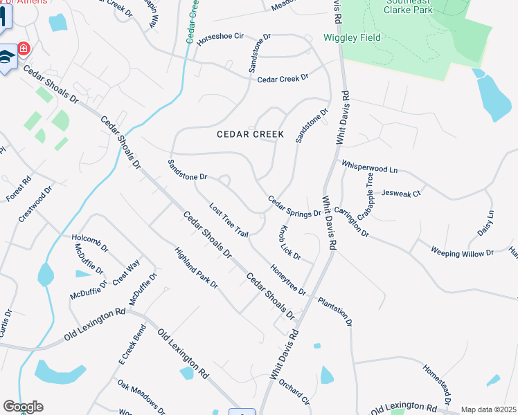 map of restaurants, bars, coffee shops, grocery stores, and more near 520 Sandstone Drive in Athens