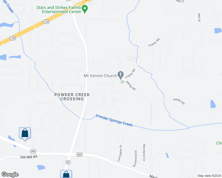 map of restaurants, bars, coffee shops, grocery stores, and more near 122 Georgias Lane in Dallas