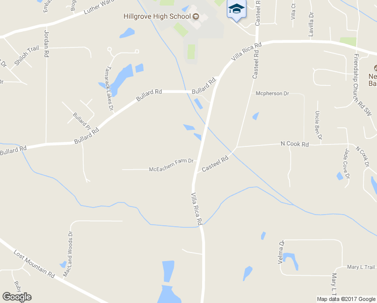 map of restaurants, bars, coffee shops, grocery stores, and more near 3840 McEachern Farm Drive in Powder Springs
