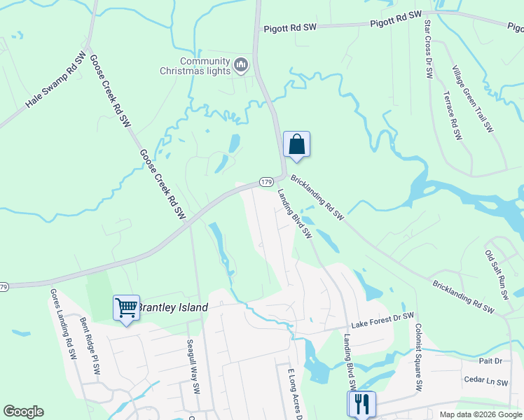 map of restaurants, bars, coffee shops, grocery stores, and more near 1525 Horse Branch Road Southwest in Ocean Isle Beach