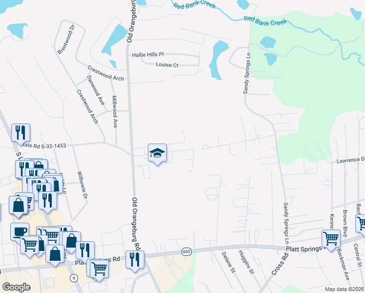 map of restaurants, bars, coffee shops, grocery stores, and more near 173 Bill Williamson Court in Lexington