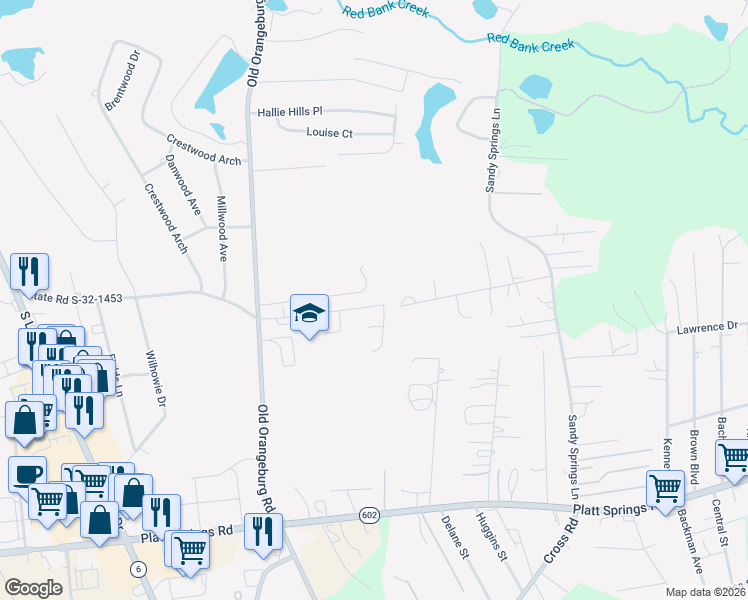 map of restaurants, bars, coffee shops, grocery stores, and more near 173 Bill Williamson Court in Lexington