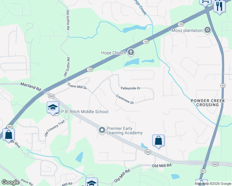 map of restaurants, bars, coffee shops, grocery stores, and more near 149 Crestview Drive in Dallas