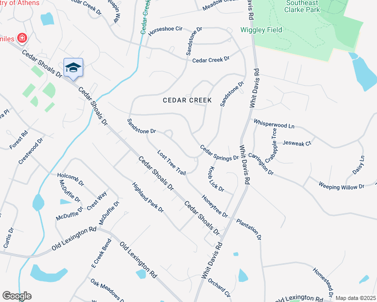 map of restaurants, bars, coffee shops, grocery stores, and more near 520 Sandstone Drive in Athens