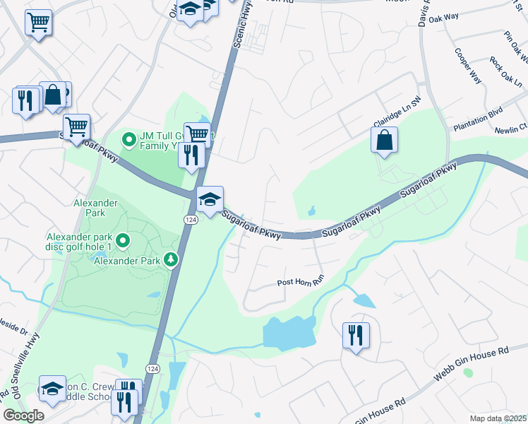 map of restaurants, bars, coffee shops, grocery stores, and more near 968 Treymont Way Southwest in Lawrenceville