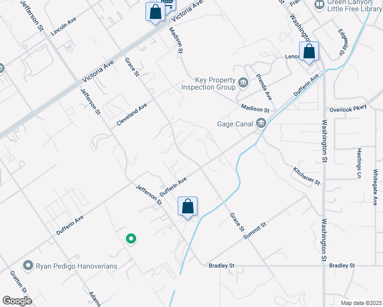 map of restaurants, bars, coffee shops, grocery stores, and more near 2255 Grace Street in Riverside