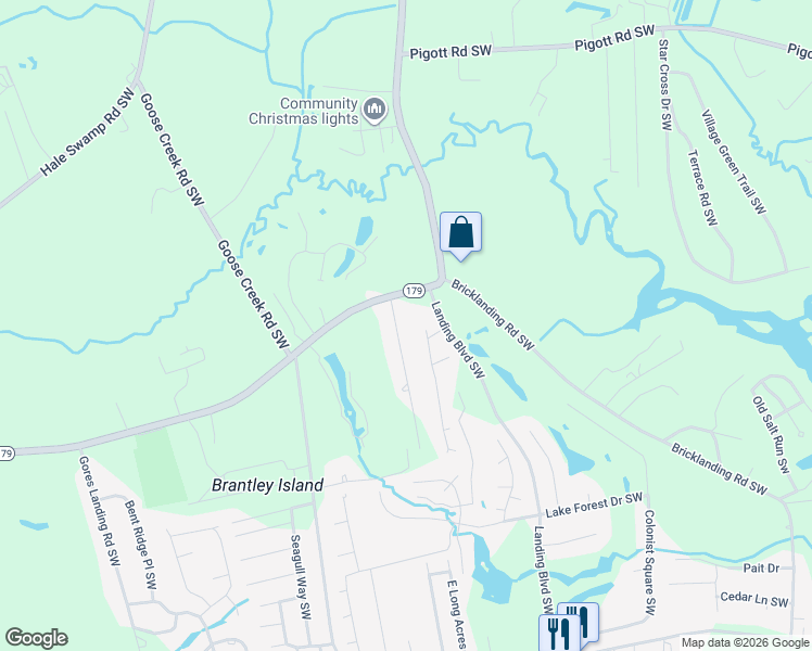 map of restaurants, bars, coffee shops, grocery stores, and more near 1525 Horse Branch Road Southwest in Ocean Isle Beach