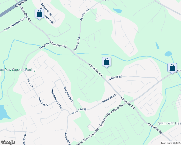 map of restaurants, bars, coffee shops, grocery stores, and more near 1602 Dover Creek Lane in Grayson
