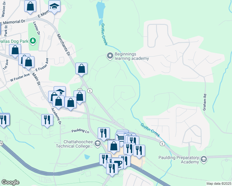 map of restaurants, bars, coffee shops, grocery stores, and more near 212 Bainbridge Circle in Dallas