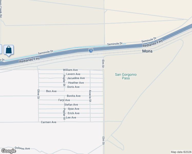 map of restaurants, bars, coffee shops, grocery stores, and more near in Cabazon