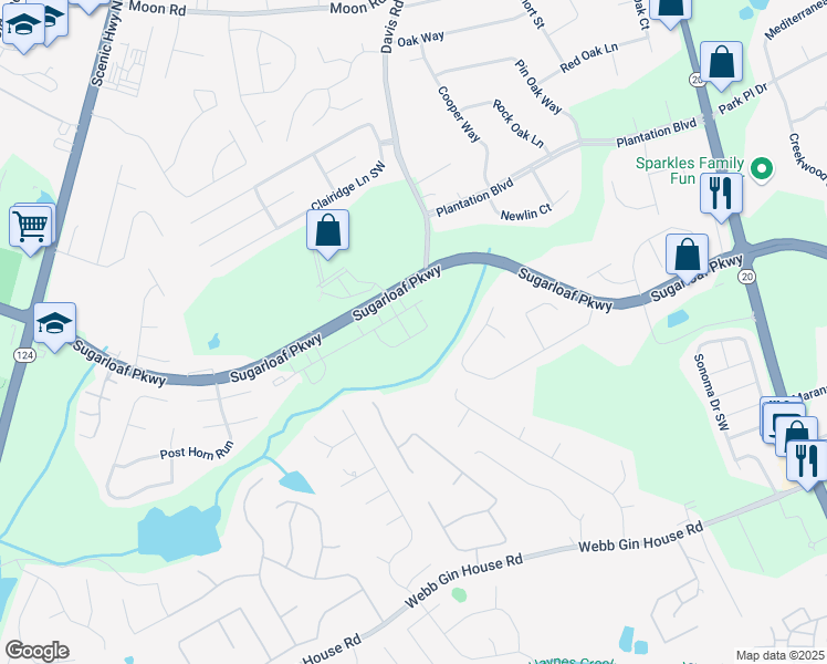 map of restaurants, bars, coffee shops, grocery stores, and more near 309 Elgin Drive in Lawrenceville