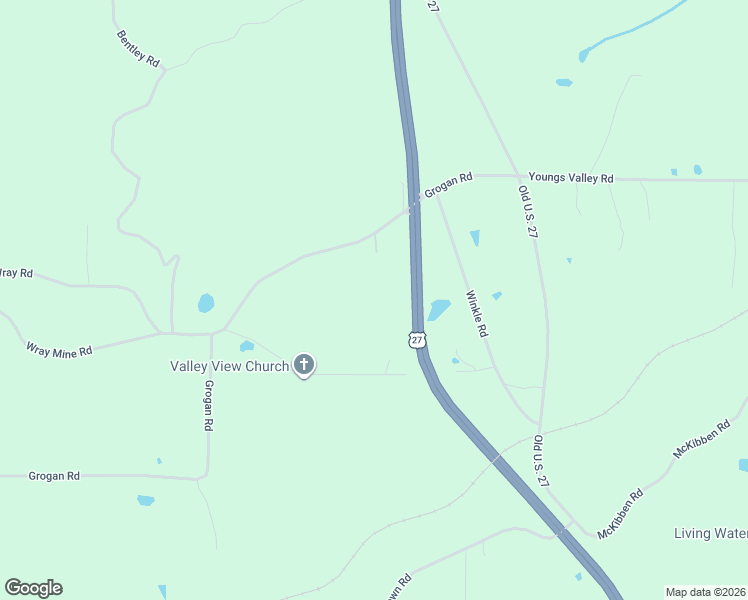 map of restaurants, bars, coffee shops, grocery stores, and more near 215 Grogan Road in Buchanan