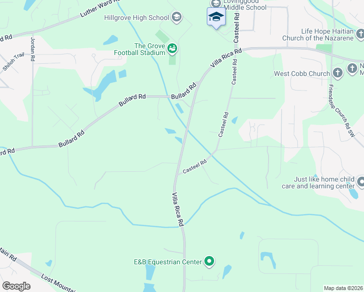 map of restaurants, bars, coffee shops, grocery stores, and more near 3840 McEachern Farm Drive in Powder Springs