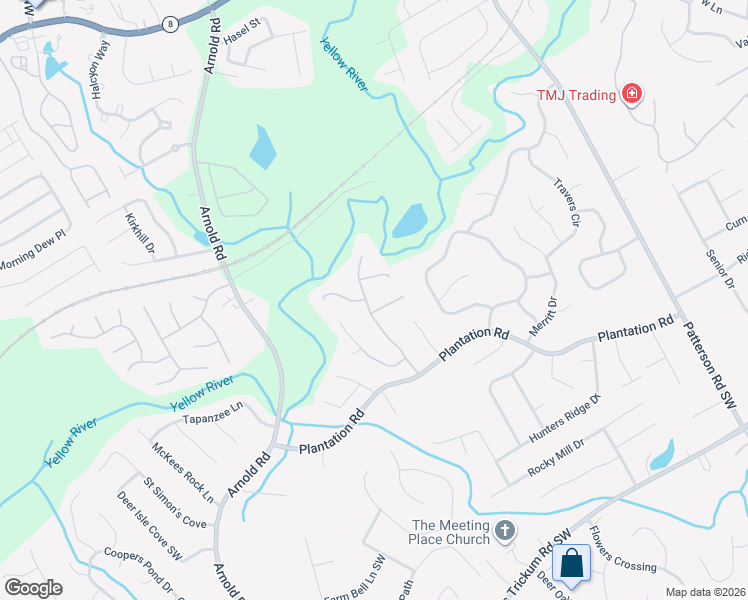 map of restaurants, bars, coffee shops, grocery stores, and more near 260 Riverbirch Lane in Lawrenceville