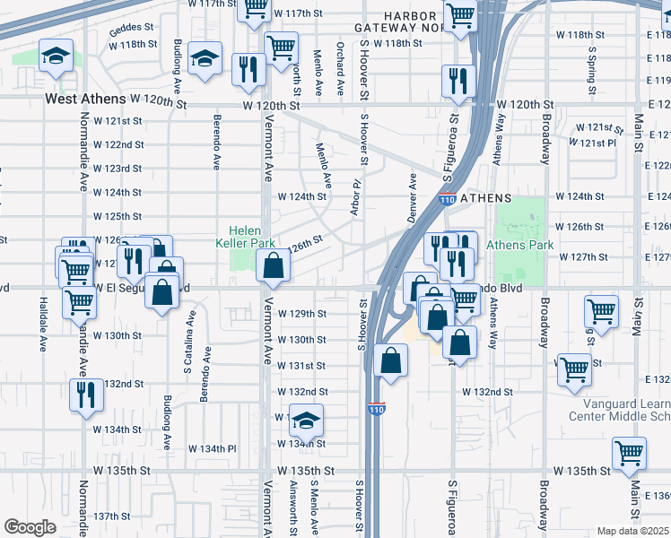 map of restaurants, bars, coffee shops, grocery stores, and more near 740 Laconia Boulevard in Los Angeles