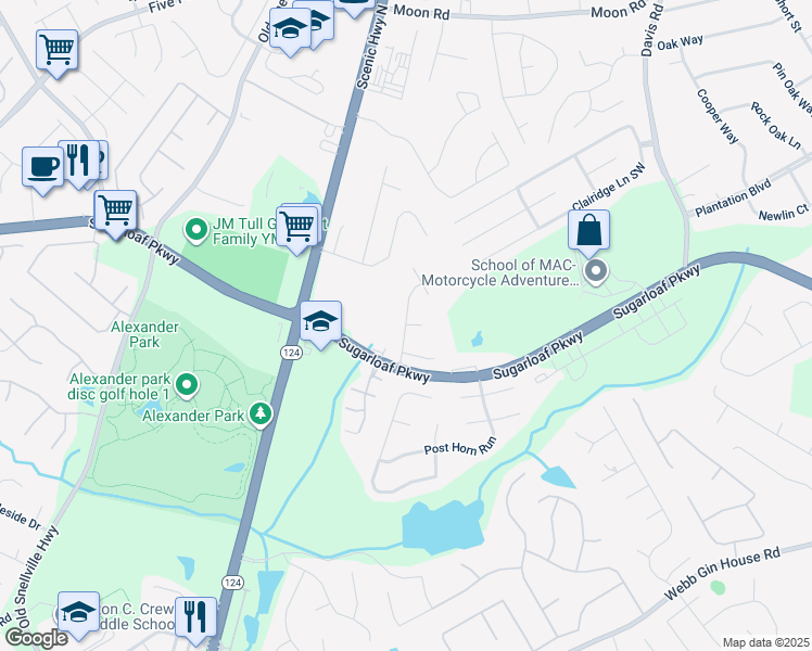 map of restaurants, bars, coffee shops, grocery stores, and more near 968 Treymont Way Southwest in Lawrenceville