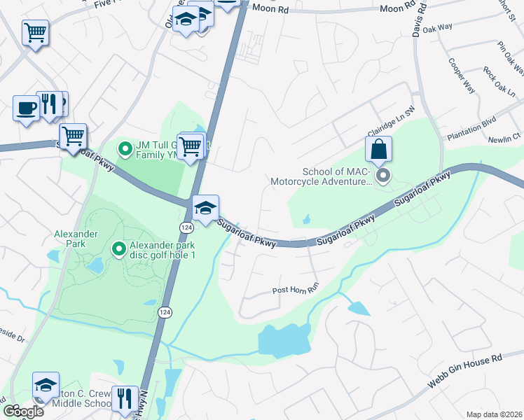 map of restaurants, bars, coffee shops, grocery stores, and more near 968 Treymont Way Southwest in Lawrenceville