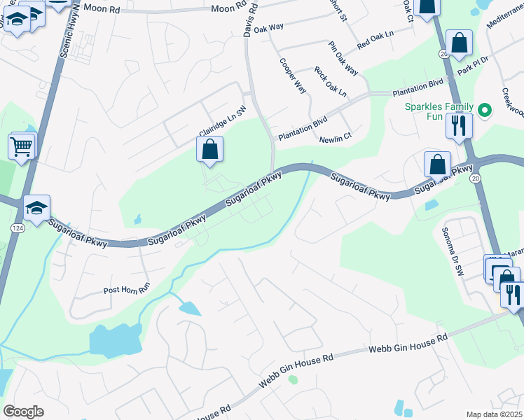 map of restaurants, bars, coffee shops, grocery stores, and more near 339 Elgin Drive in Lawrenceville