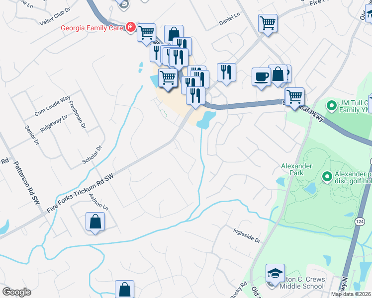 map of restaurants, bars, coffee shops, grocery stores, and more near 640 Somerset Vale Drive in Lawrenceville