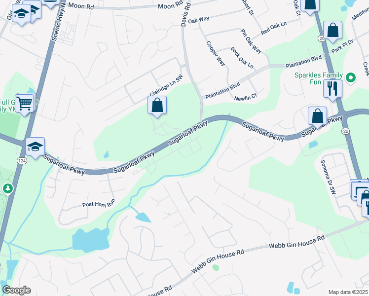 map of restaurants, bars, coffee shops, grocery stores, and more near 1110 Cades Walk in Lawrenceville
