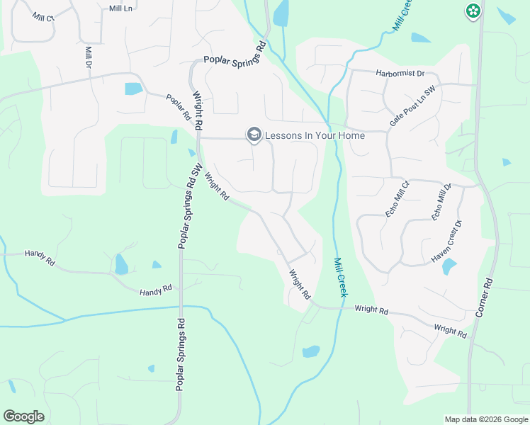map of restaurants, bars, coffee shops, grocery stores, and more near 1387 Lochstone Drive in Hiram