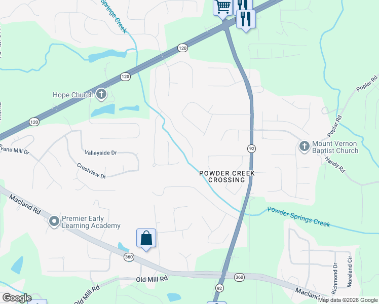 map of restaurants, bars, coffee shops, grocery stores, and more near 528 Thorn Creek Way in Dallas