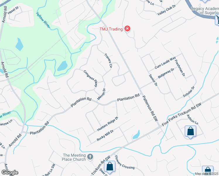 map of restaurants, bars, coffee shops, grocery stores, and more near 2035 Putnam Point Southwest in Lawrenceville