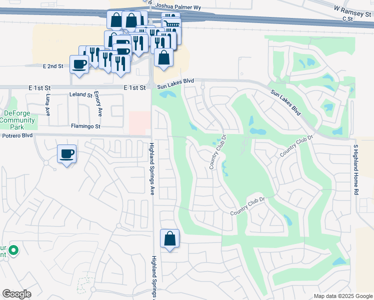 map of restaurants, bars, coffee shops, grocery stores, and more near 857 Pauma Valley Road in Banning