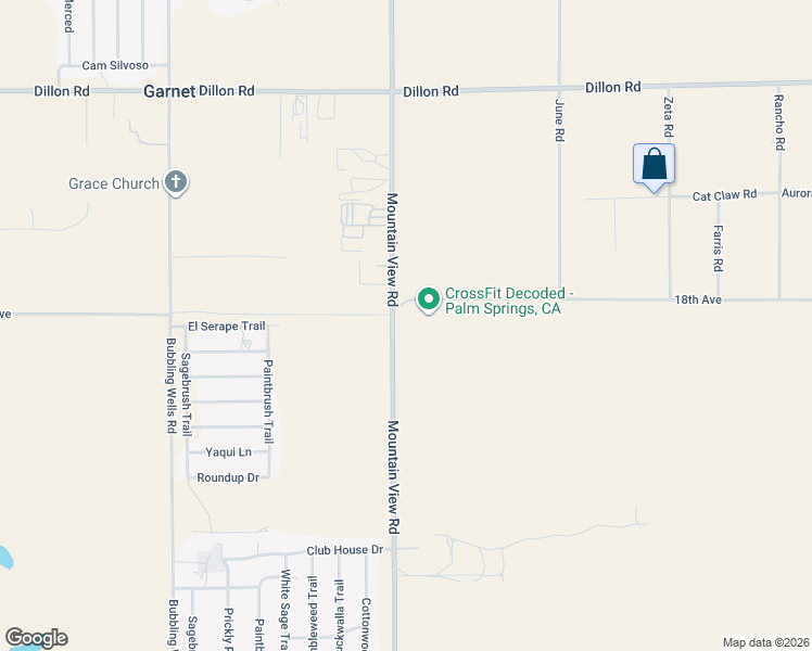 map of restaurants, bars, coffee shops, grocery stores, and more near Mountain View Drive in Desert Hot Springs