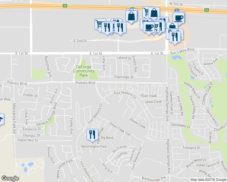 map of restaurants, bars, coffee shops, grocery stores, and more near 1525 Granite Creek in Beaumont