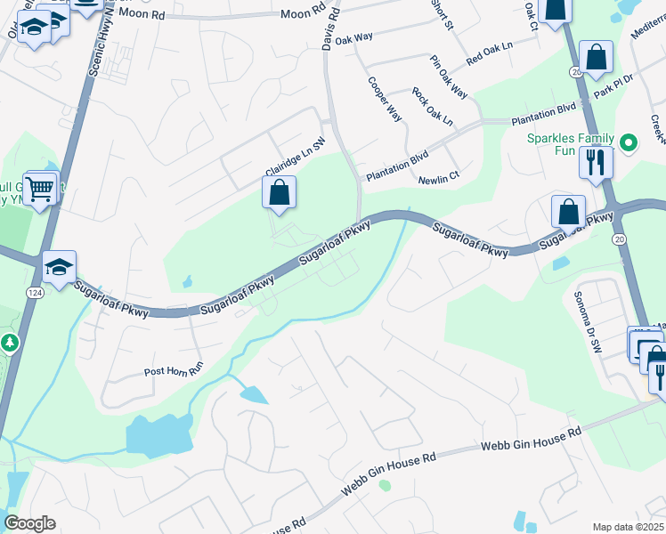 map of restaurants, bars, coffee shops, grocery stores, and more near 1080 Cades Walk in Lawrenceville