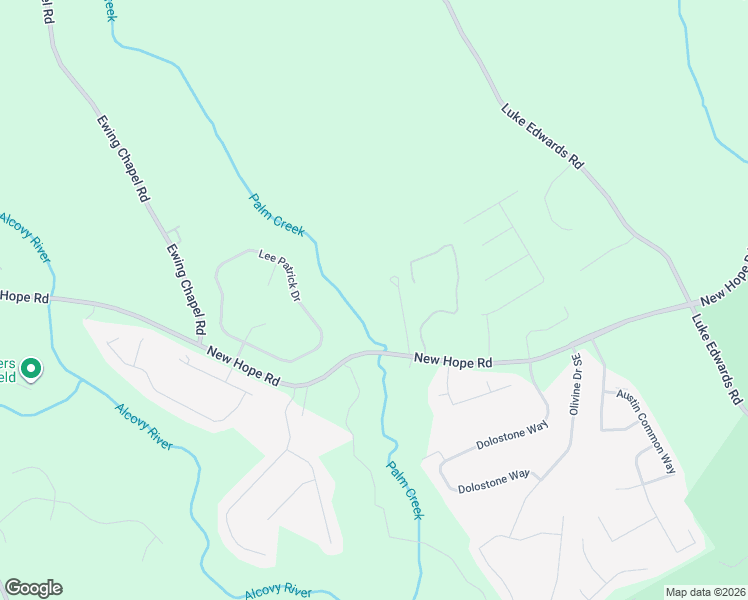 map of restaurants, bars, coffee shops, grocery stores, and more near 2668 New Hope Road in Dacula