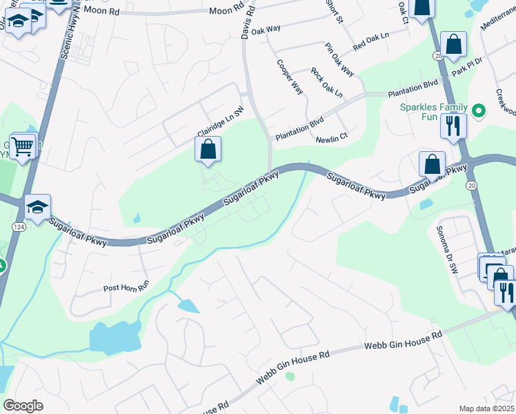 map of restaurants, bars, coffee shops, grocery stores, and more near 359 Elgin Drive in Lawrenceville