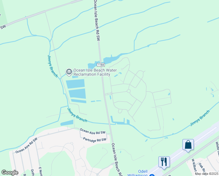 map of restaurants, bars, coffee shops, grocery stores, and more near 1545 Saint Lucia Drive Southwest in Shallotte