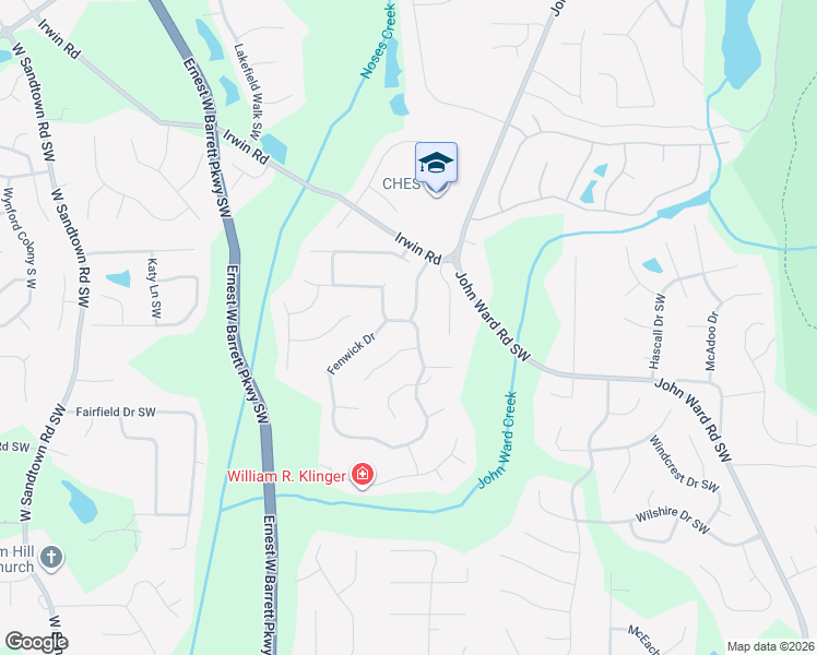 map of restaurants, bars, coffee shops, grocery stores, and more near 1493 Fenwick Drive in Marietta