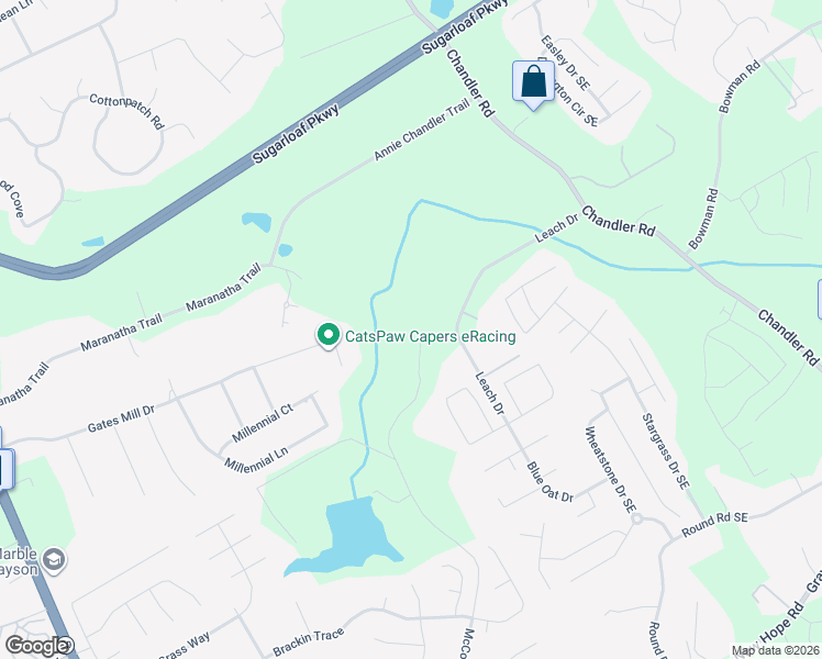 map of restaurants, bars, coffee shops, grocery stores, and more near 1521 McConnell Road Southeast in Grayson