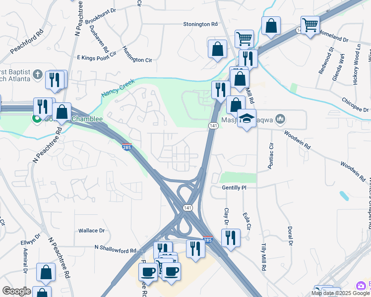 map of restaurants, bars, coffee shops, grocery stores, and more near 5219 Carver Circle in Doraville
